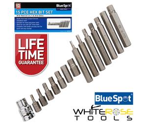 BlueSpot Hex Allen Key Driver Bit Set H4-H12 30mm 75mm Long 1/2" Dr Adaptor 15pc