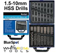 BlueSpot HSS Drill Bit Set 99pc 1.5mm-10mm in Metal Case Plastic Wood Steel