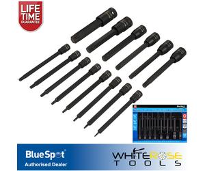 BlueSpot Impact Torx Socket Set Extra Long 110mm 1/4" 3/8" 1/2" Dr T6-T70 15pc