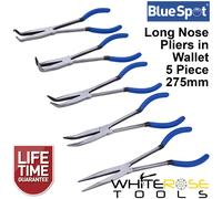 Blue Spot Tools - 5pc 275mm (11") Long Nose Pliers Set - Straight, Bent, Angled - Wallet
