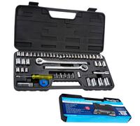 BlueSpot Metric Imperial Socket Set 3/8" 1/4" Drive Ratchet Extension 52Pcs