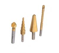 BlueSpot Multi Drill Set 4pc Countersink Step Taper Saw Bits Wood Steel Metal