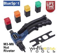 BlueSpot Nut Riveter 8" M3-M6 Rivet Repair Set Rivnut Gun Steel Aluminium Rivets