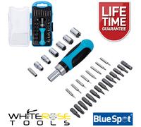 BlueSpot Ratchet Screwdriver Bit Set 1/4" Drive Socket Bits 30pc PH PZ SL Torx