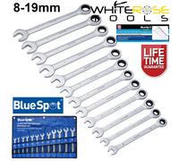 BlueSpot Ratchet Spanner Set Combination 12pc Metric 8-19mm Open End Ring
