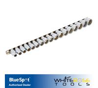 BlueSpot Shallow Socket Set on Rail 17pc 3/8" Drive Metric 8-24mm 12 Point