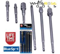 BlueSpot Socket Adaptor Set for Impact Drivers 6pc 1/4" 3/8" 1/2" Drive 63-150mm