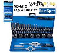 BlueSpot Tap and Die Set Metric 32 Piece M3-M12 Steel Storage Box Thread Tool