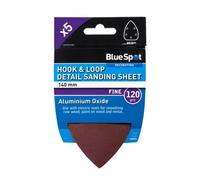 BlueSpot Tools Blue Spot Tools - 140mm 5 Pack 120 Grit Detail Sanding Sheets