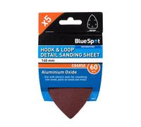 BlueSpot Tools Blue Spot Tools - 140mm 5 Pack 60 Grit Detail Sanding Sheets