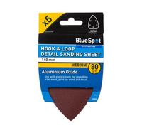 BlueSpot Tools Blue Spot Tools - 140mm 5 Pack 80 Grit Detail Sanding Sheets