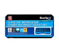 BlueSpot Tools Blue Spot Tools 16Pc 3/8Inch Metric Sae Stubby Impact Socket Set