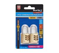 BlueSpot Tools Blue Spot Tools - 2 Pc 25mm Brass Combination Padlocks