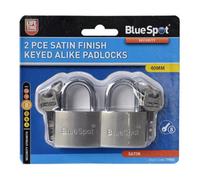 BlueSpot Tools Blue Spot Tools - 2 Pce 40mm Satin Finish Keyed Alike Padlocks
