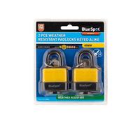 BlueSpot Tools Blue Spot Tools - 2 Pce 40mm Weather Resistant Padlocks Keyed Alike