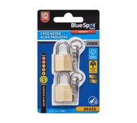 BlueSpot Tools Blue Spot Tools - 2 Piece 20mm Brass Keyed Alike Padlocks