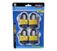 BlueSpot Tools Blue Spot Tools - 4 Pce 40mm Weather Resistant Padlocks Keyed Alike