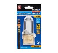 BlueSpot Tools Blue Spot Tools - 40mm Double Locking Brass Padlock, Long Shackle