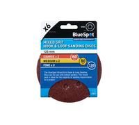 BlueSpot Tools Blue Spot Tools - 6 Pack 125mm Mixed Grit Sanding Disc