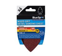BlueSpot Tools Blue Spot Tools - 6 Pack 140mm Mixed Grit Detail Sanding Sheets