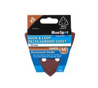 BlueSpot Tools Blue Spot Tools - 93mm 5 Pack 60 Grit Delta Sanding Sheets