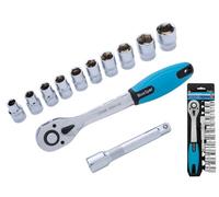 BlueSpot Tools Bluespot 12 Pc Metric Socket 1/2" Drive Ratchet Extention Bar Set 10mm To 24mm