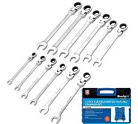 BlueSpot Tools Bluespot 12Pc Open & Closed Ended Flexible Metric Ratchet Spanner Set 8-19mm