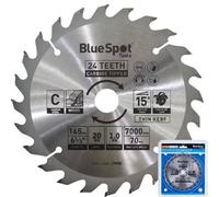 BlueSpot Tools Bluespot 165mm Tct Circular Mitre Saw Blade Blades 20mm Bore 20 Teeth