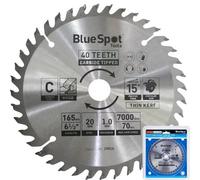 BlueSpot Tools Bluespot 165mm Tct Circular Mitre Saw Blade Blades 20mm Bore 40 Teeth