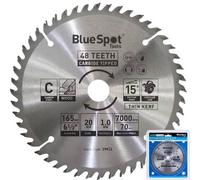 BlueSpot Tools Bluespot 165mm Tct Circular Mitre Saw Blade Blades 20mm Bore 48 Teeth