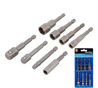 BlueSpot Tools Bluespot 8Pc Socket Adaptor Nut Impact Driver Bit Holder Set 6mm - 13mm 1/4"