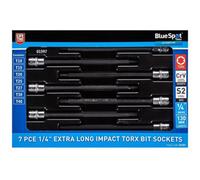 BlueSpot Tools Bluespot Impact Torx Extra Long 7Pc 1/4" Star Bit Socket Set T10 - T40 01597