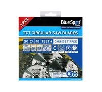 BlueSpot Tools Circular Saw Blade Set 190mm 3 Piece General Purpose B/S19402