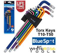 BlueSpot Torx Key Set Extra Long Colour Coded Tamper T10-T50 9pc Trx-Star Allen