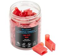 BlueStars 100 PCS RED Flag Spade Terminals Female AWG 22-18, 400V, 10A, Electrical Connectors Kit, Nylon Flag Spade Quick Disconnects Female Wire Connector - Right Angle