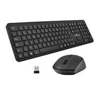 Bluestork - Easy Slim Wireless Keyboard and Mouse Pack - Wireless - Silent - Ultra Silent Design - AZERTY FR (Black)