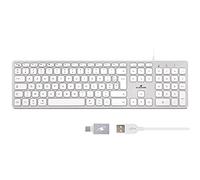 Bluestork French AZERTY Wired Keyboard for Mac - Concave and Silent Keys, 13 Multimedia Shortcuts, USB/USB-C Adapter