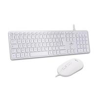 Bluestork - White Wired Mac Mouse Keyboard - Quiet Apple AZERTY FR Keyboard & Mouse 2400 DPI - Ultra-Slim Design - Scissor Keys - USB-A & USB-C - For All Mac & iPad Keyboards