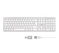 Bluestork Wired QWERTY Keyboard for Mac - Concave and Quiet Keys, Includes Ñ - 13 Multimedia Shortcuts, USB/USB-C Adapter - New 2022, White