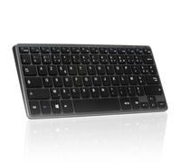 Bluestork Wireless Bluetooth Mini French Azerty Silent Keyboard, 90h Battery Life, USB C Rechargeable, 14 Multimedia Shortcuts - Black