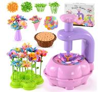BlueSwan DIY Fabric Flower Bouquets Toys, Kids' Textile Kits, Poke-in Arts and Crafts Gifts for 4-12 Year Old Girls, 36 Flower Holders & 5 Bases & Vase, ADHD, Parent-Child Educational Interactive Toy