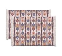 BlueTabla Bakadi Rectangular Placemats, Traditional Georgian Pattern, Cotton Blend, Set of 2, 18 x 12 Inch