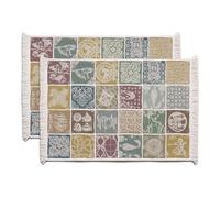BlueTabla Georgian Rectangular Placemats, Traditional Pattern, Cotton Blend, Set of 2, 18 x 12 Inch