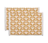BlueTabla Mariam-Marta Rectangular Placemats, Traditional Georgian Pattern, Cotton Blend, Set of 2, 18 x 12 Inch