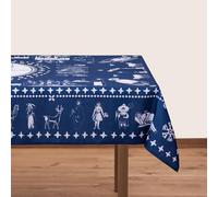 BlueTabla Pirosmani Rectangle Tablecloth, Blue, Non-Iron, 83 x 55 Inch