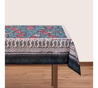 BlueTabla Pomegranates & Paisleys Square Tablecloth, Blue, Non-Iron, 55 x 55 Inch