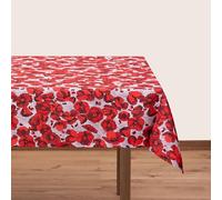 BlueTabla Poppy Rectangle Tablecloth, White, Non-Iron, 83 x 55 Inch