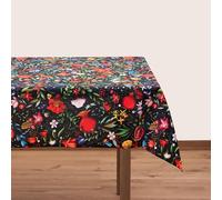 BlueTabla Square Tablecloth, Pomegranates and Georgian Flora Pattern, Dark, Non-Iron, 55 x 55 Inch