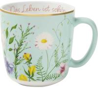 Blütenträume Kaffeebecher Das Leben ist schön, 350 ml: Kaffeetasse, Teetasse, Becher aus Porzellan mit Goldakzenten ¿ Hochwertiges Geschenk Freunde Auszeit