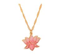 Bluethy Lotus Enamel Pendant Necklace - Oriental Style Twist Chain - Elegant Jewellery Gift for Women & Girls (Pink)